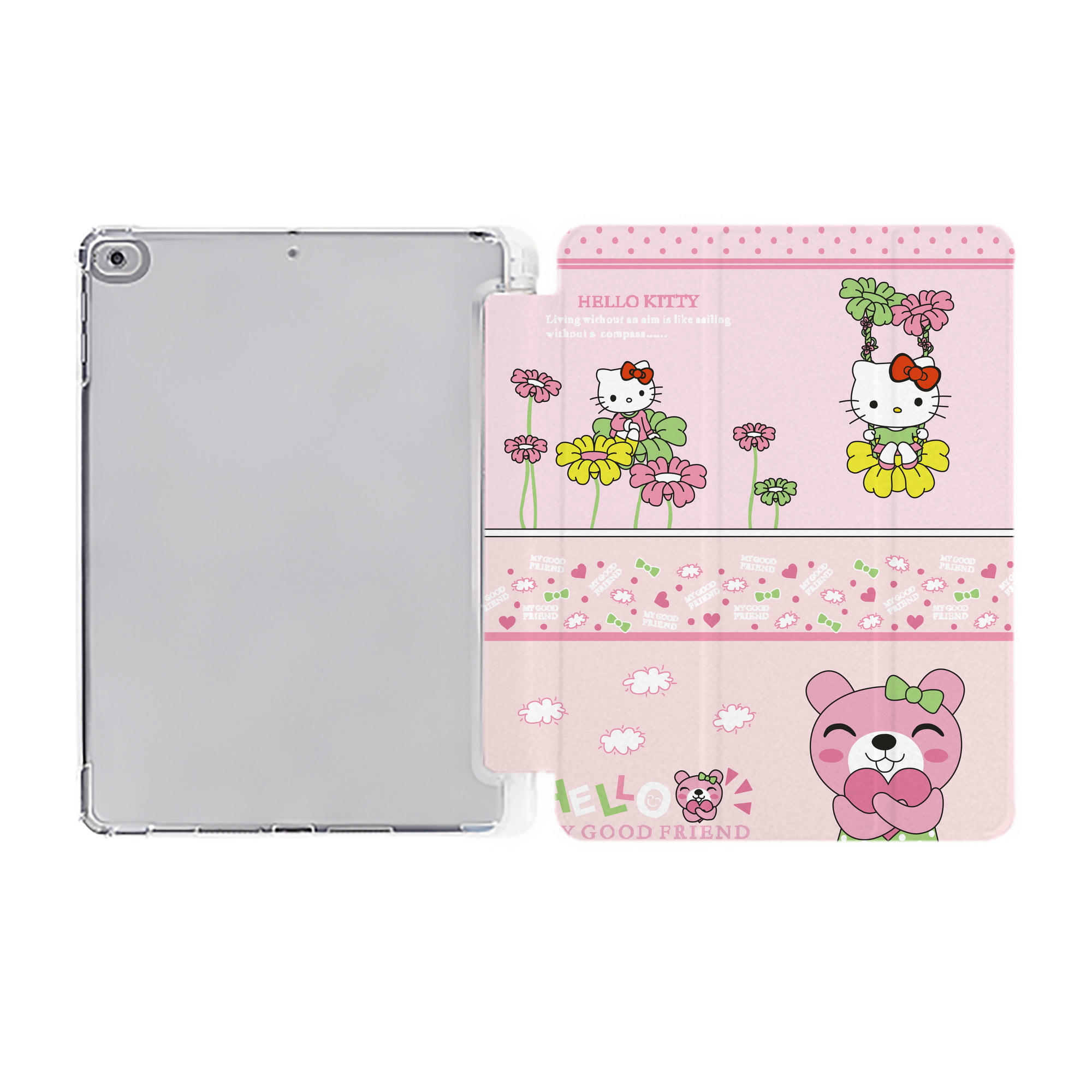 （画像用） Hello Kitty ハローキティ IPad ケース ペン収納付き 三つ折りスタンド PUレザー×シリコン 対応機種9.5/10.5/10.9インチ